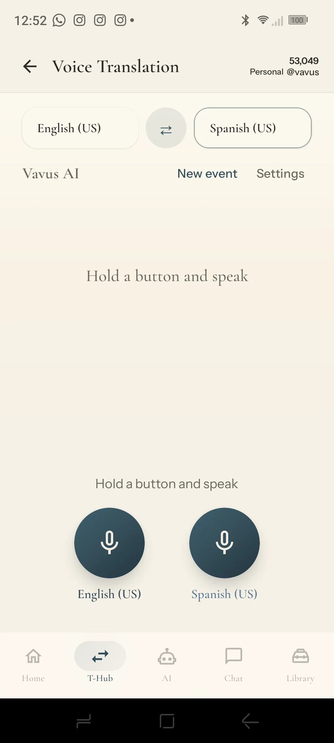 Real Vavus AI voice translation app in a handheld illustration
